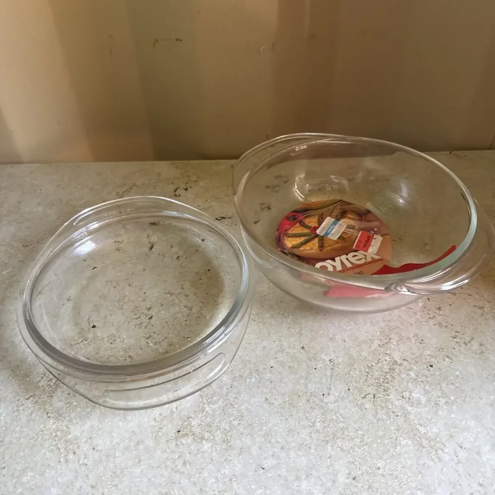 Vintage Pyrex 022 1qt Clear Glass Casserole Covered Dish Tab Lid 682 012 ~ USA